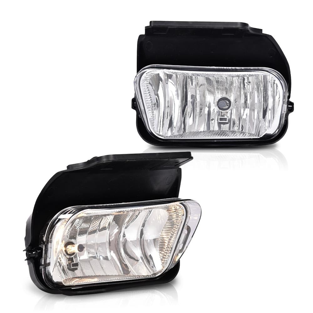 G-PLUS LED Left and Right DRL Headlights Assembly & Fog Lights Compatible with Chevy Silverado/Avalanche 2003-2006 (Clear lens Chrome Housing Clear Reflector Headlight + Fog Lights)