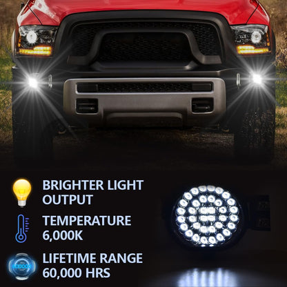 G-PLUS LED Fog Lights Lamp Compatible With 2002-2009 Dodge Ram, Super Bright Driving Fog Lamps w/Switch Driver & Passenger Pair Clear Lens