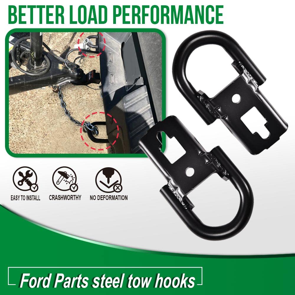 G-PLUS Tow Hook Parts Set Compatible with 2009-2021 F150 with Hardware Front Kit Pair (Black)