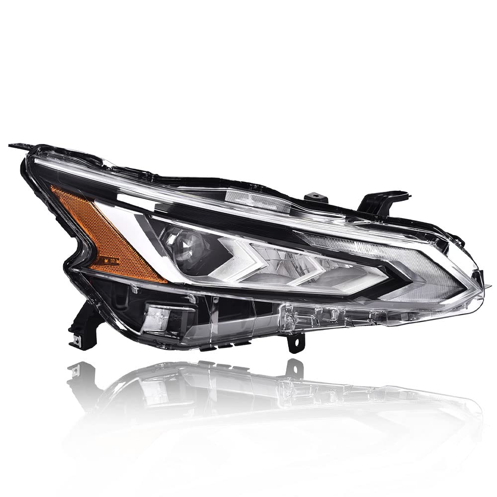 G-PLUS LED DRL Headlights, Compatible with 2016 2017 2018 Nissan Altima Right Bumper Headlamp, Clear Lens Black Housing Amber Reflector Bumper Headlamps