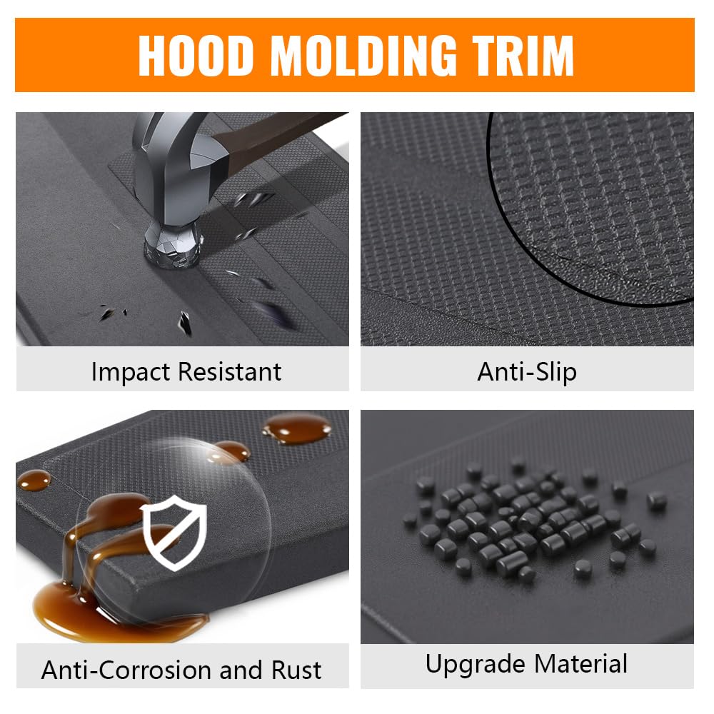 G-PLUS Front Hood Molding Trim Moulding W/ 8 Clips, Compatible with GMC Sierra 1500 2007-2013/ GMC Sierra 2500 HD 3500 HD 2007-2010 GM1235109 10385156 (Silver)