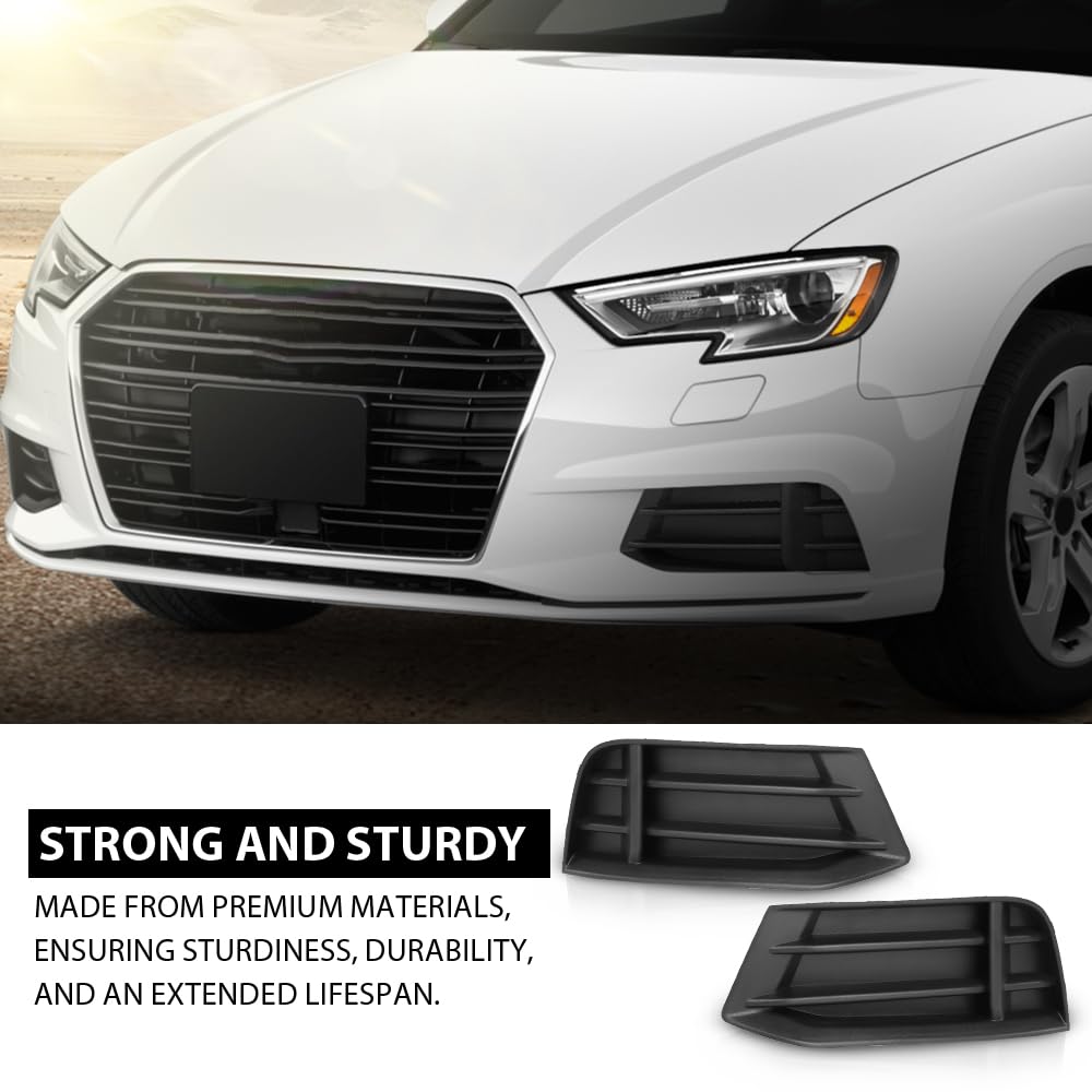 G-PLUS Pair Front Bumper Fog Light Cover Lamp Bezel Grill Compatible with Audi A3 Sedan 2017-2020 2PCS