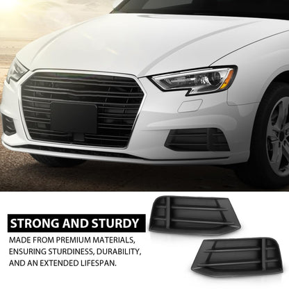 G-PLUS Pair Front Bumper Fog Light Cover Lamp Bezel Grill Compatible with Audi A3 Sedan 2017-2020 2PCS