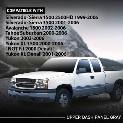 G-PLUS Upper Dashboard Dash Cover Compatible with Chevy Silverado GMC Sierra 1500 2500HD 3500 1999-2006/ Chevy Avalanche Tahoe 2000-2006/ GMC Yukon 2001-2006 (Gray)