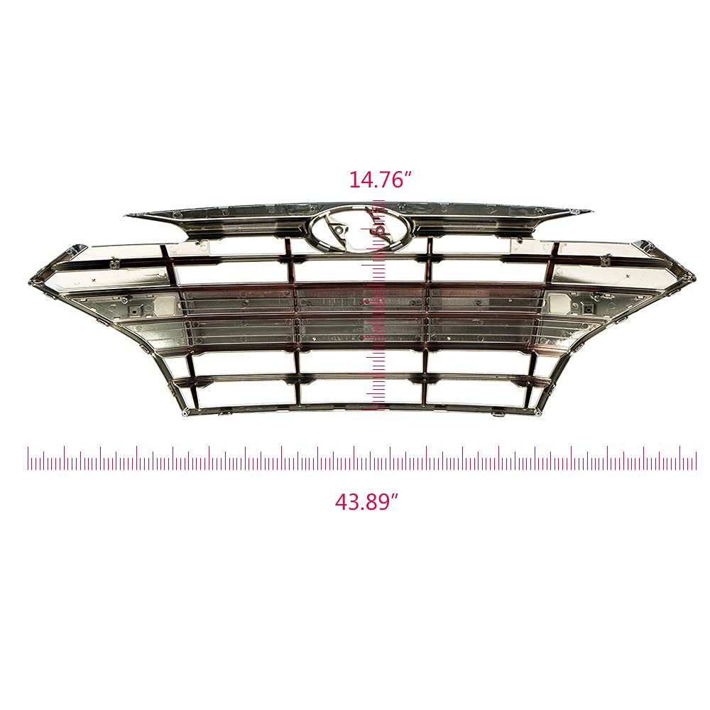 G-PLUS Front Upper Bumper Grille W/Chrome Trim Compatible With 2019-2020 Hyundai Elantra
