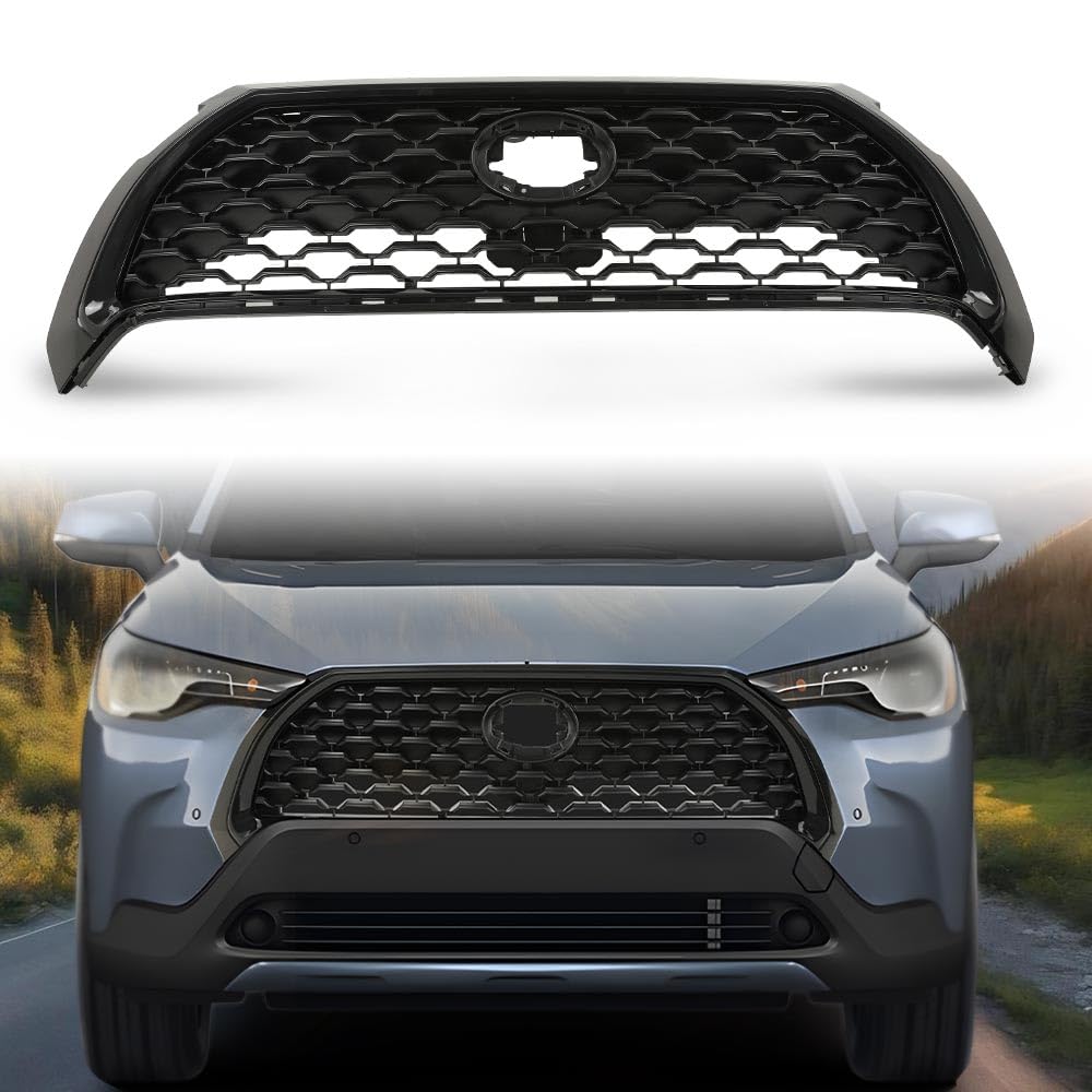 G-PLUS Front Upper Bumper Hood Grille Mesh Grill Compatible with Toyota Corolla 2022-2023, Only Fit for Low-Equipped Models w/o Camera 531000A130