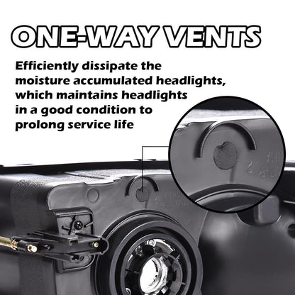 G-PLUS Headlights Assembly, Compatible with Dodge Ram 1500 2500 3500 2002 2003 2004 2005 Bumper Headlamps, Clear lens Chrome Housing Clear Reflector