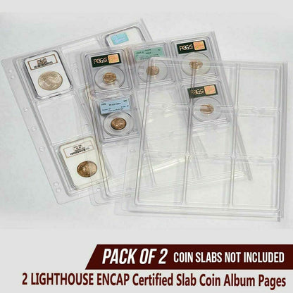 G-PLUS Coin Pages, Coin Album Pages Lighthouse Encap Graded Slab,Coin Collecting Supplies,2 Sheets 18 Slabs