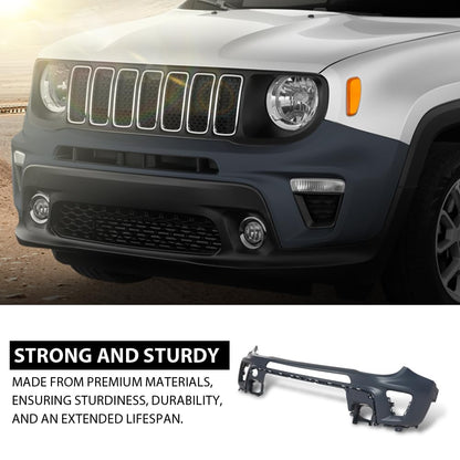 G-PLUS 1PC Front Upper Bumper Cover Compatible with Jeep Renegade Non Trailhawk 2019 2020 2021 2022, 6VM44TZZAA, CH1014136, Black