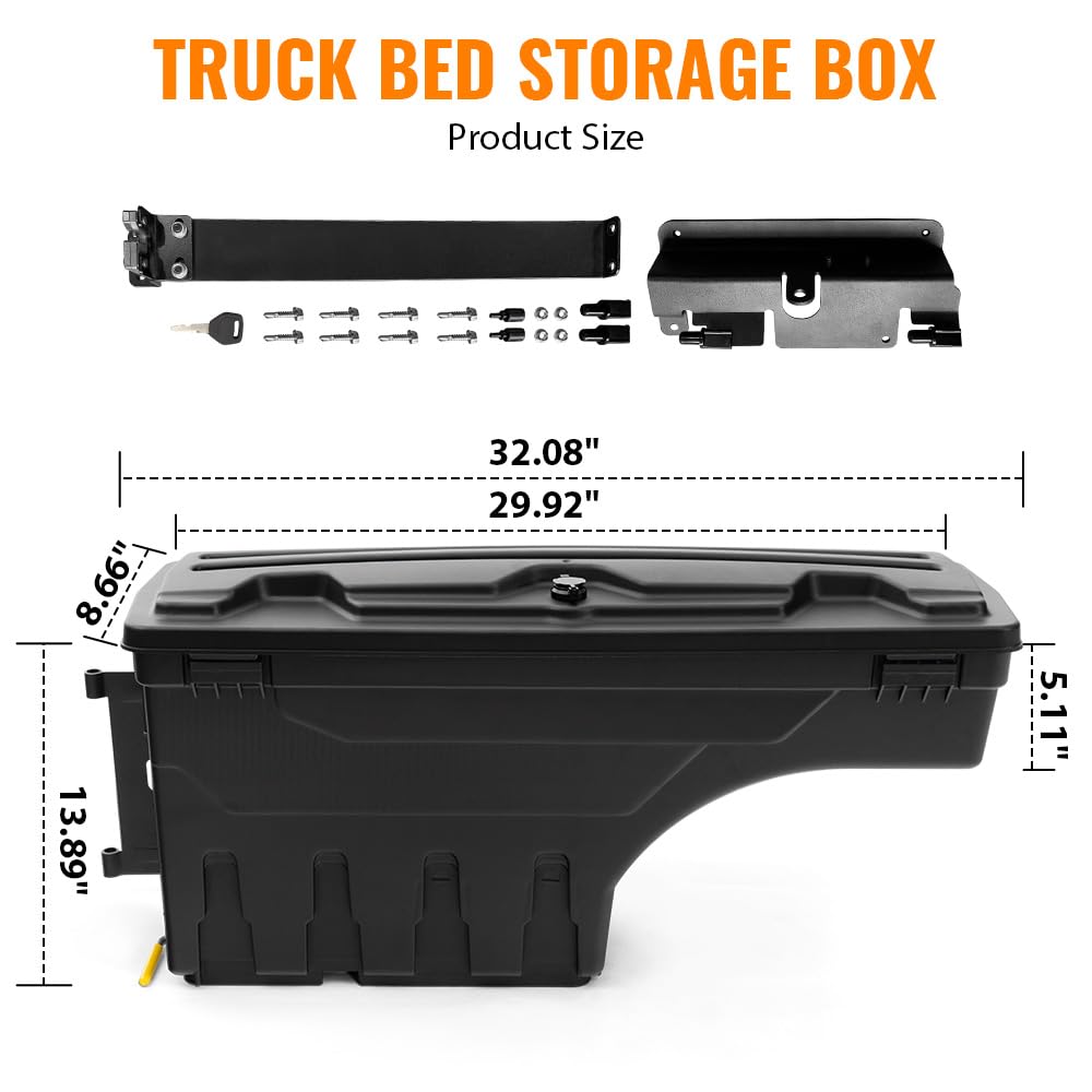 G-PLUS Lockable Storage Box Compatible With Chevy Silverado/GMC Sierra 1500/2500HD/3500HD 2007-2018 Lockable Storage Box Case Truck Bed Toolbox Pair