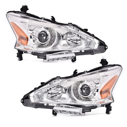 G-PLUS Headlights Compatible With 2013 2014 2015 Nissan Altima 4-Door Sedan Factory Style Automotive Halogen Model Headlamps (Clear Lens Chrome Housing Amber Reflector),faros delanteros