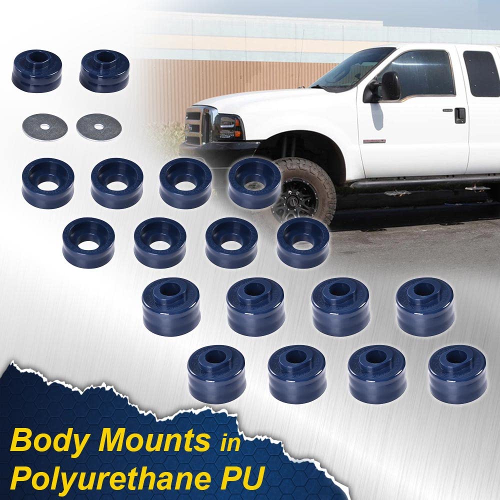 G-PLUS Body Mounts in Polyurethane PU Compatible With 1999-2017 F250 F350 Super Duty 2WD/4WD,Body Cab Mounts Bushings Kit (Blue)