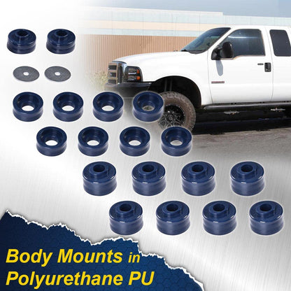G-PLUS Body Mounts in Polyurethane PU Compatible With 1999-2017 F250 F350 Super Duty 2WD/4WD,Body Cab Mounts Bushings Kit (Blue)