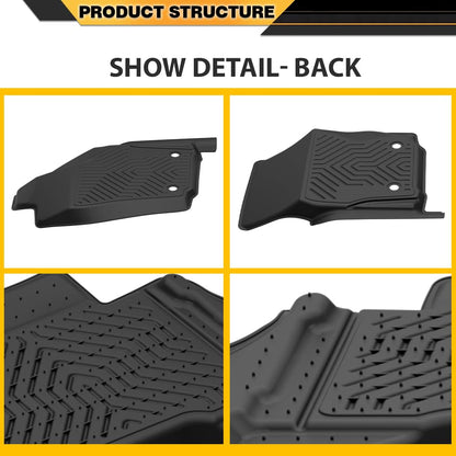 TPE Floor Liner 3PCS, Compatible with Toyota Tacoma Double Cab 2024 2025, Front & 2nd Row 3PCS, All Weather Full Cover Protection Accessories Car