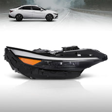 G-PLUS LED Headlight Assembly for Hyundai Elantra 2024-2025 Right Side Black Close-up View