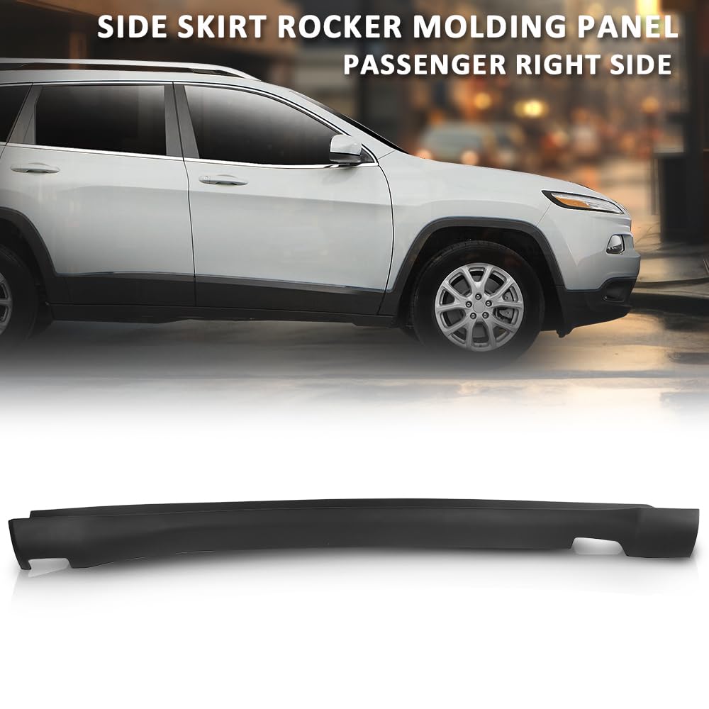 G-PLUS Skirt Rocker Molding Panel Passenger Right Side Compatible with Jeep Cherokee 2014-2022 Black 1YW36RXFAI