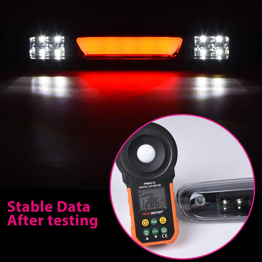 G-PLUS White Cover Black Bottom 3D LED Bar For 07-13 Compatible for Silverado/Sierra 3rd Third Brake Light/Cargo Lamp Lens