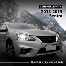 G-PLUS Grille Front Bumper Upper for Nissan Sentra SR 2013-2015 Chrome Insert