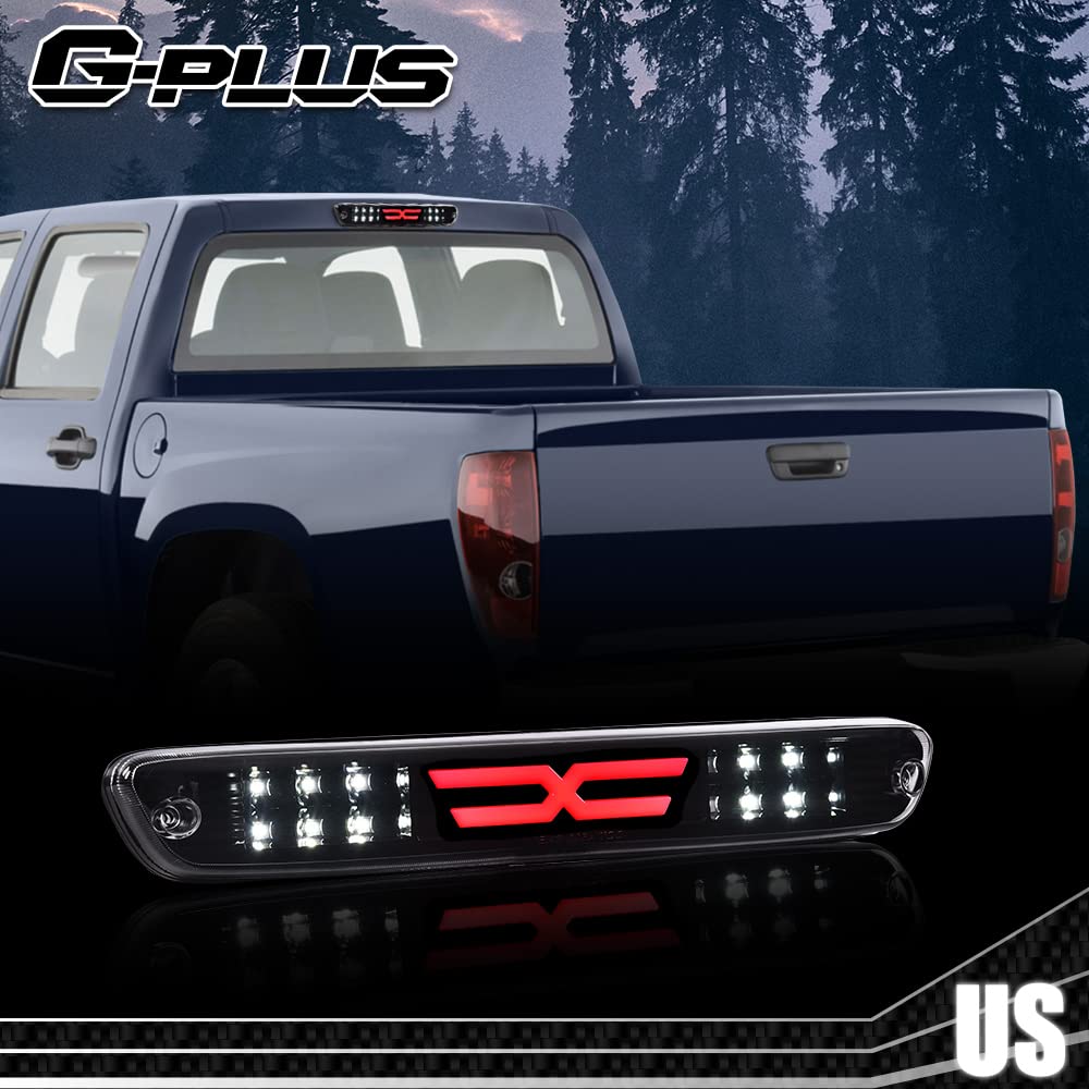 G-PLUS LED 3rd Third Center High Mount X Stop Light Lamp Compatible with 2004-2012 Chevy Colorado/GMC Canyon 2006-2008 Isuzu I-Series 3D LED Bar Tail Brake Light 15286505