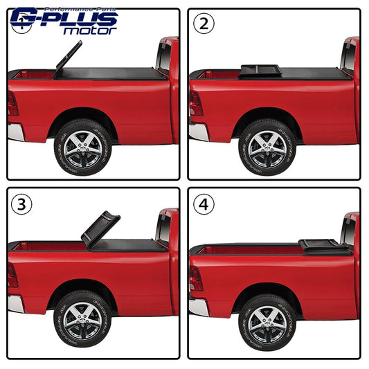 G-PLUS Soft Quad Fold Truck Bed Tonneau Cover Compatible with Toyota Tundra 2014-2021 Standard Short Bed 6'5''