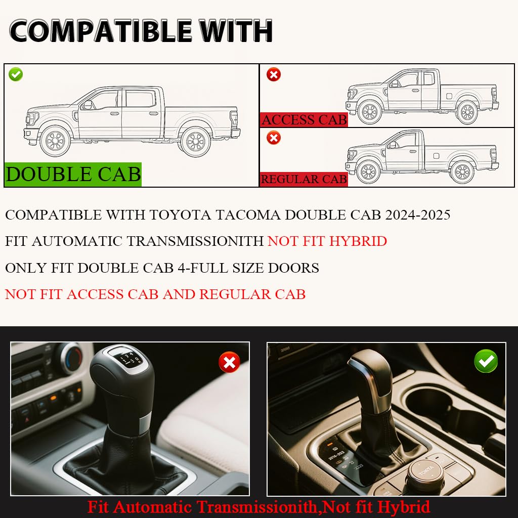 G-PLUS Floor Mats Compatible with Toyota Tacoma 2024-2025 Double Cab(Not fit Hybrid),Fit Automatic Transmission, 1st & 2nd Row All Weather Protection TPE Floor Liners 3 Piece Black