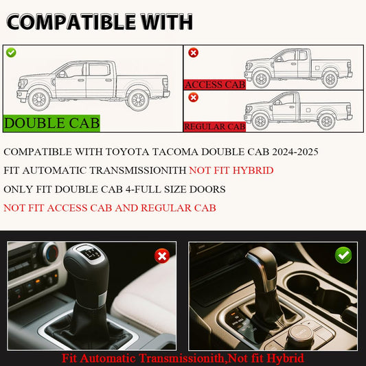 G-PLUS Floor Mats Compatible with Toyota Tacoma 2024-2025 Double Cab(Not fit Hybrid),Fit Automatic Transmission, 1st & 2nd Row All Weather Protection TPE Floor Liners 3 Piece Black