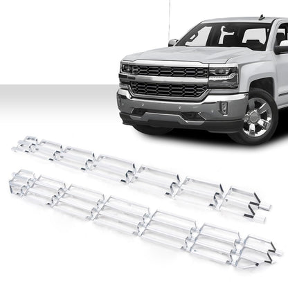 G-PLUS Grille Insert, Compatible with Chevy Silverado 1500 2016 2017 2018 Chrome Grille Kit Snap On(Sliver)