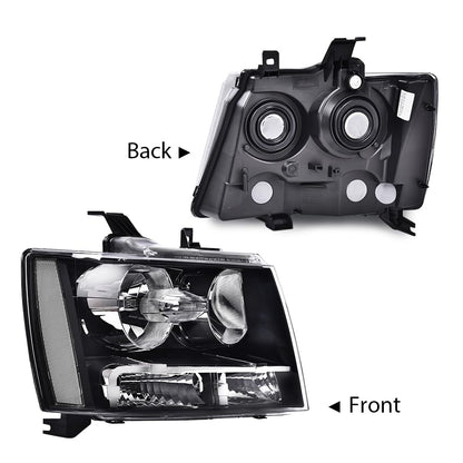 G-PLUS Headlights Assembly, Compatible with 2007-2014 Chevy Suburban/ 2007-2013 Tahoe Avalanche Bumper Headlamps, Clear Lens Black Housing Clear Reflector,faros delanteros