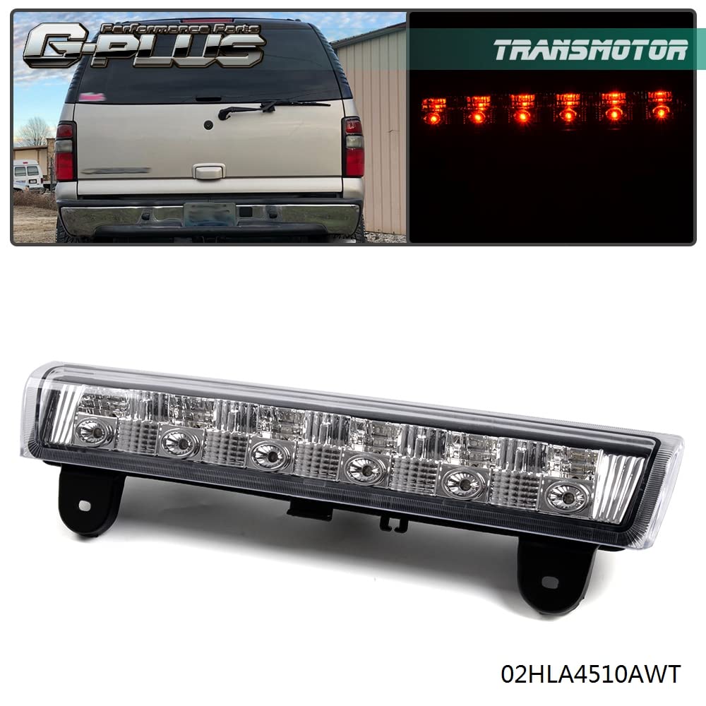 G-PLUS LED Third Brake Cargo Light Compatible With 2000-06 Chevy Suburban Tahoe GMC Yukon(ONLY For Liftgate Rear Doors),3RD Stop Tail Lamps (LED Chrome Housing Clear Lens)