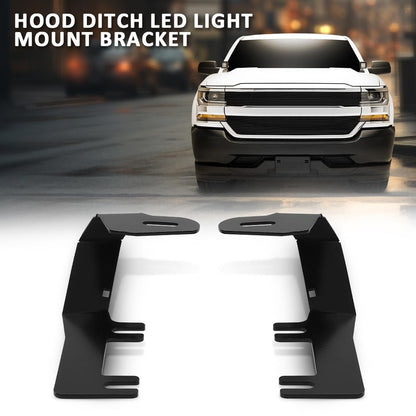 G-PLUS Hood Ditch LED Light Mount Bracket Compatible with Chevy Silverado GMC Sierra 1500 2014-2019,Fit Chevy Tahoe Suburban 1500 2500 2014-2019,Fit GMC Yukon 2014-2019