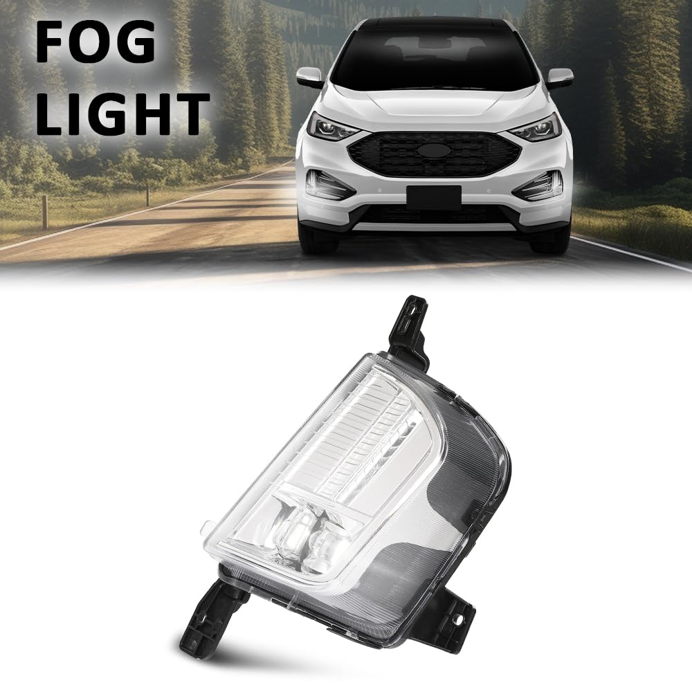 G-PLUS LED Fog Light Driving Lamp Driver Side Clear Compatible with Ford Edge 2019-2024 PKT4B-15B243-AD, PKT4B15B243AD