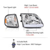 G-PLUS LED DRL Headlights Compatible with Ford Expedition 1997-2002/Fit Ford F150 1998-2003/Fit F250 1997-1999 Bumper Headlamp w/Corner Lamps Clear Lens Chrome Housing Amber Reflector Left & Right