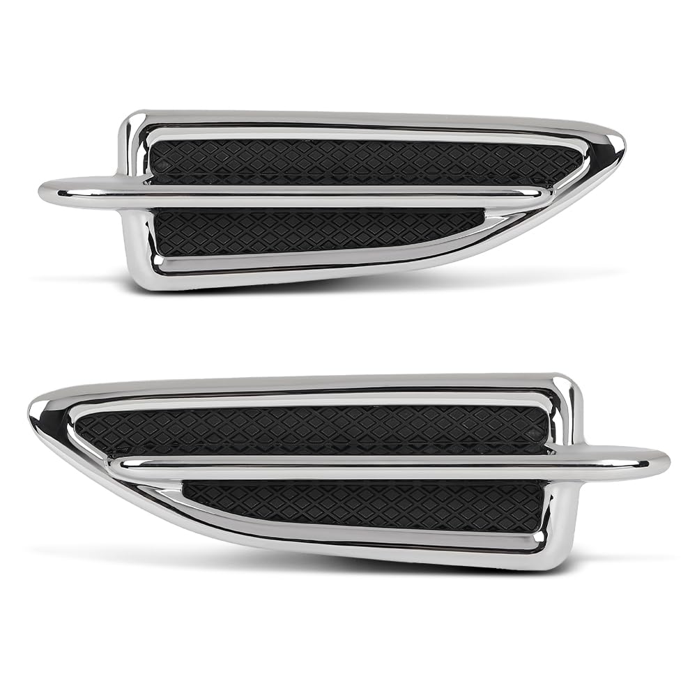G-PLUS Pair Fender Vent Insert Chrome Molding Trim, Compatible with Ford Escape 2013-2015, LH Driver & RH Passenger Side, CJ5Z16228AB, CJ5Z16228AA, FO1267100, FO1266100