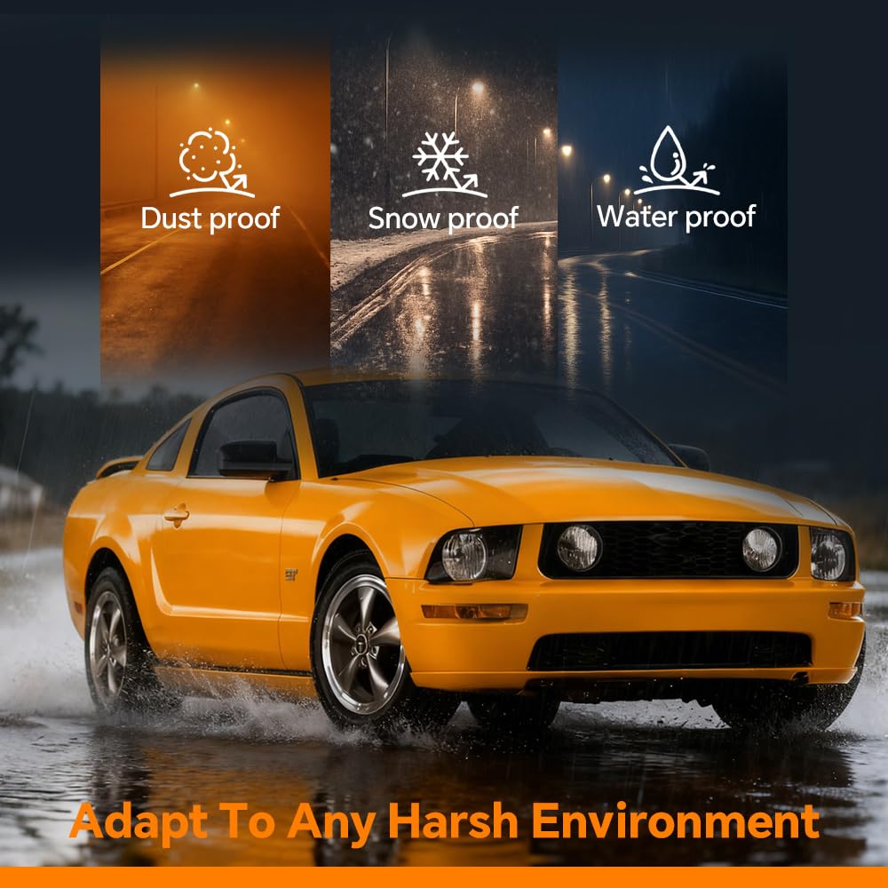 G-PLUS Headlight Compatible with Ford Mustang 2005 2006 2007 2008 2009 Right Bumper Headlamp, Clear Lens Black Housing Amber ReflectorBumper Headlamps,faros delanteros