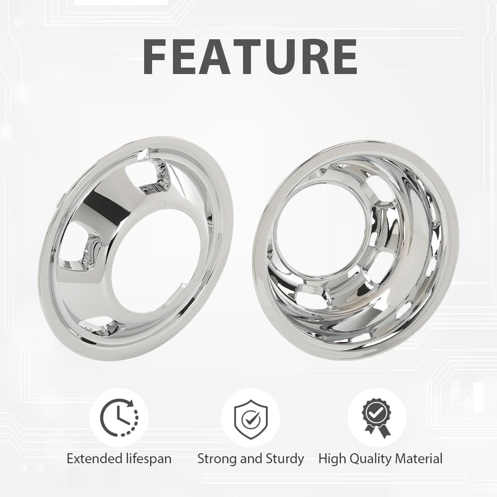 G-PLUS 17" Dually Wheel Simulators Dual Skins Liners Compatible with Dodge Ram 2003-2018/Fit Dodge Ram Chassis Cab 2013-2018 Chrome 52106937AB 52106882AA 52106877AB 52106876AA 4 PCS