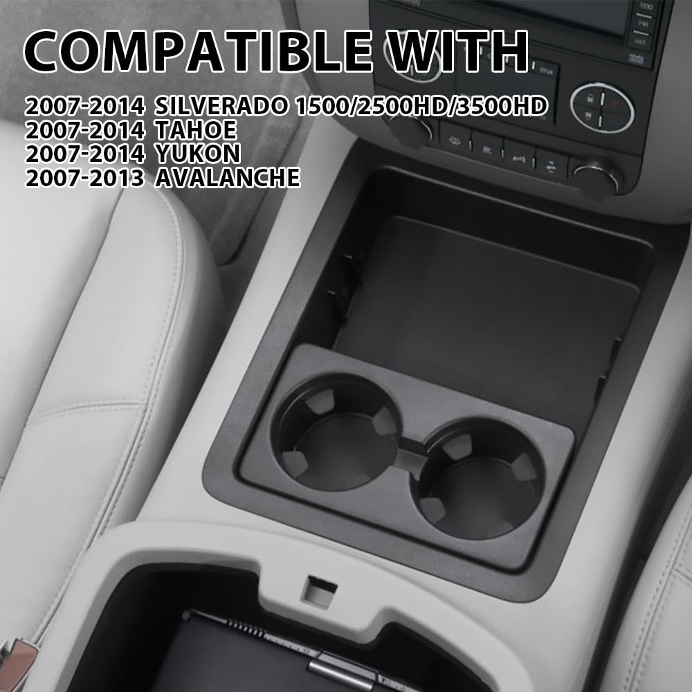 G-PLUS Center Console Tray Cup Holder Bezel Compatible with 2007-2013 Chevy Avalanche/Fits 2007-2014 Tahoe & Suburban 1500 2500 22860866, 15828147, 15855168, 25793645