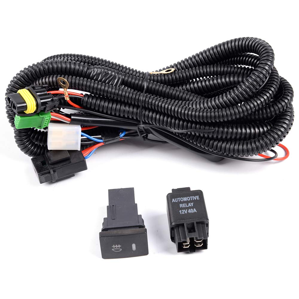 Fog Lights Clear Lens H11 12V 55W Halogen Bulbs Wiring Kit & Switch Compatible with Toyota Camry L/LE/XLE 2012 2013 2014