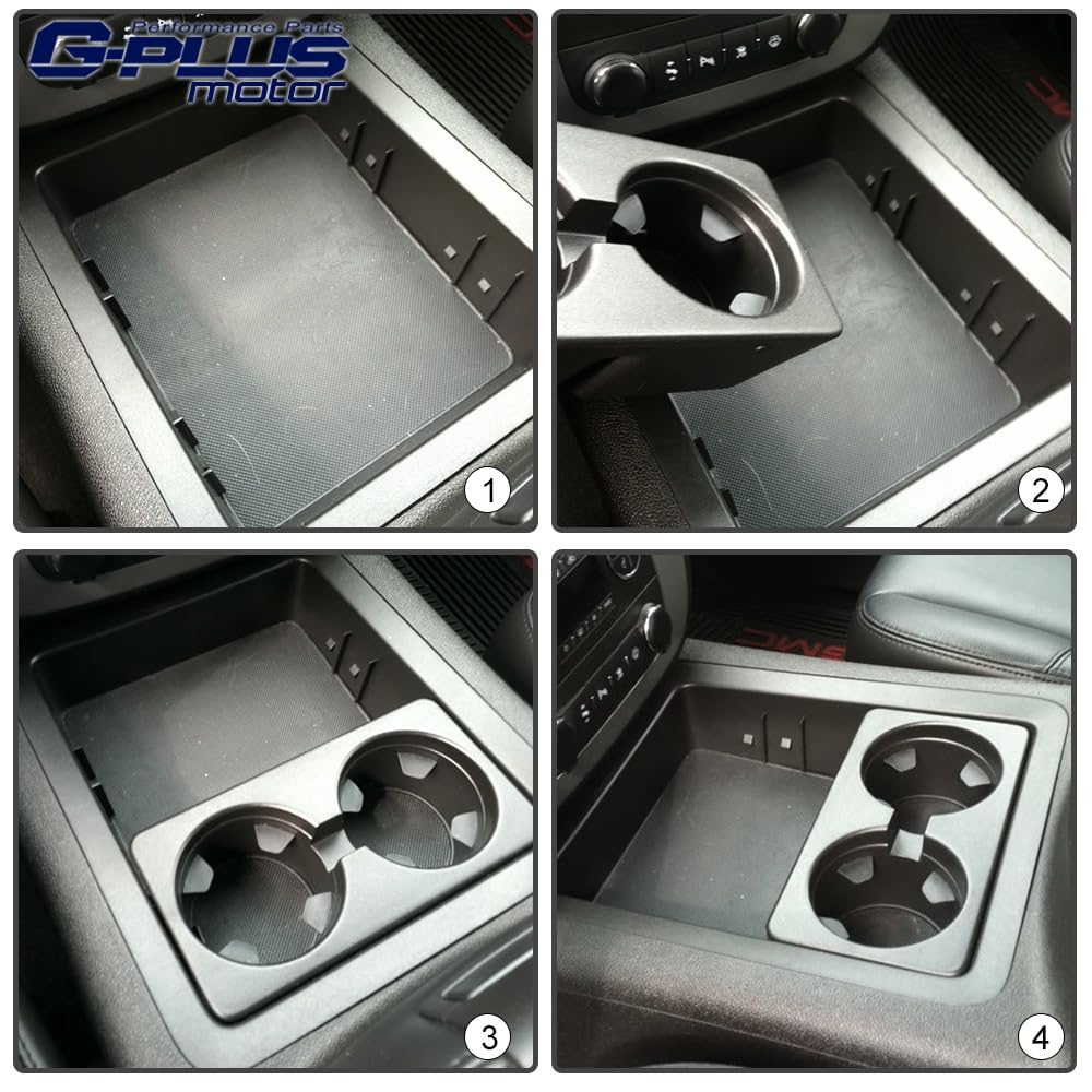 G-PLUS Floor Mounted Console Dual Cup Holder Insert Compatible with Silverado/Sierra 1500 2007-2013 19154712 Black