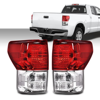 G-PLUS Tail Lights Assembly w/Wiring Harness Compatible with Toyota Tundra 2007-2013 Driver Left & Passenger Right Rear Brake Tail Lamps Red/Clear Lens TO2800165, TO2800183 Luces Traseras