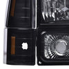 G-PLUS Headlights Assembly, Fit GMC C1500 K1500 Yukon 1994-1999 Bumper Headlamps, Smoky Lens Black Housing Amber Reflector