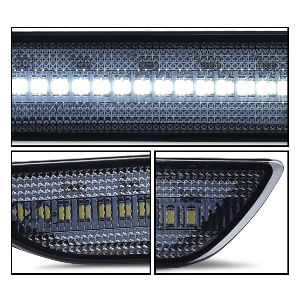 G-PLUS LED Rear Side Marker Lights Lamps With Bulbs Compatible with Ford Mustang 2015 2016 2017 2018 2019 2020 2021 2022 FR3Z-15A201-A, FR3Z-15A101-A, FR3Z15A201A, FR3Z15A101A Pair DARK Smoke