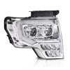 G-PLUS LED Tube Headlights Assembly & Rear Tail Lights Compatible with Ford F150 2009 2010 2011 2012 2013 2014 (Clear Lens Chrome Housing Headlights + Tail lights)
