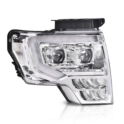 G-PLUS LED Tube Headlights Assembly & Rear Tail Lights Compatible with Ford F150 2009 2010 2011 2012 2013 2014 (Clear Lens Chrome Housing Headlights + Tail lights)