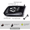 G-PLUS LED Projector Headlights Assembly Compatible with Dodge Ram 1500 2500 3500 2009-2012,Left & Right Pair Headlight Clear Lens Black Housing Clear Reflector,Front Headlamp Bar Plank Style