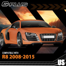 G-PLUS Headlight Lens Cover for Audi R8 2008-2015 Clear Pair Front View