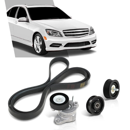 G-PLUS Engine Drive Belt Tensioner & Idler Pulley Serpentine Kit Compatible with Benz GL450 GLK350 ML350 S550 SL550 SLK350 2722021419, 6PK2404, 2722000270, 2722021019