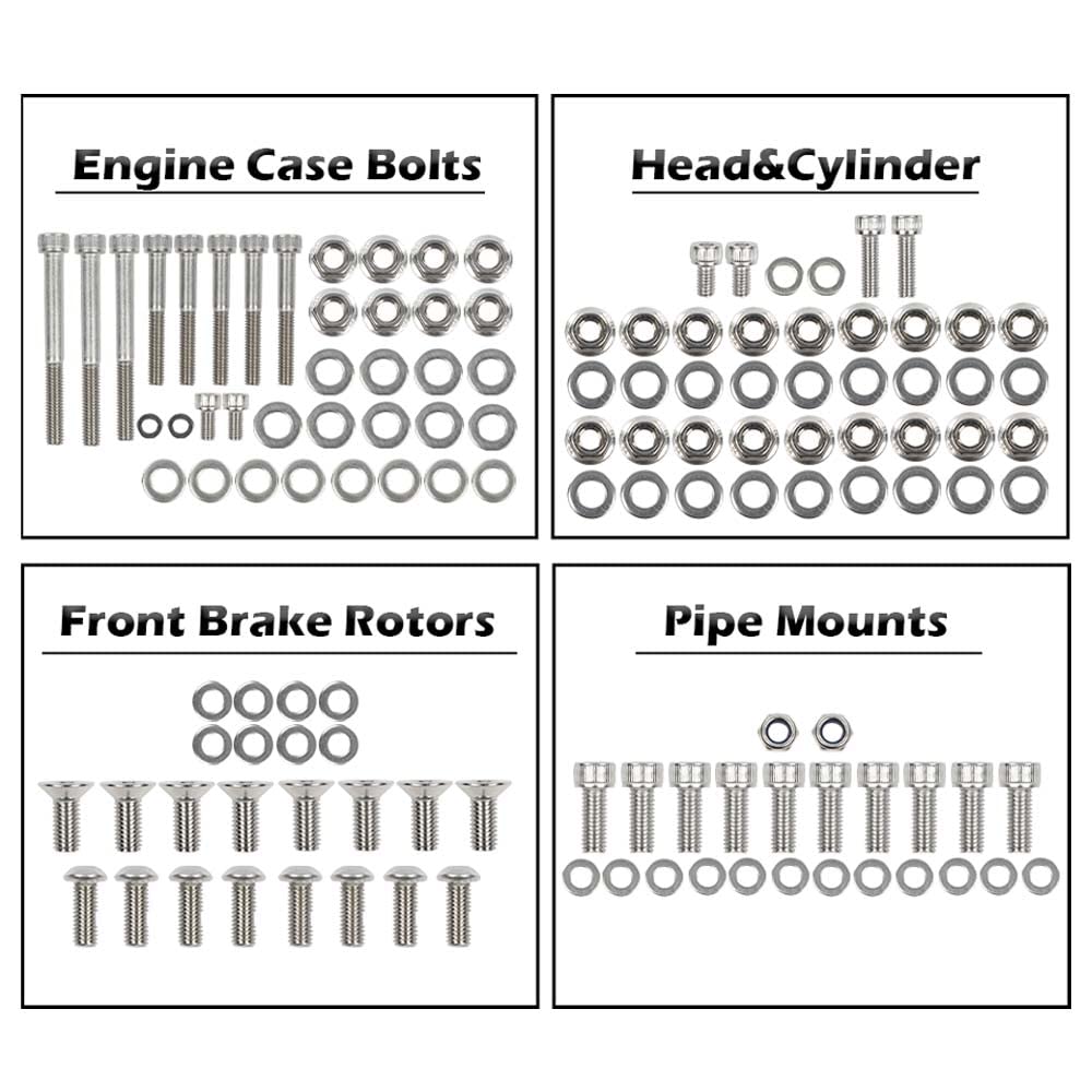 G-PLUS ATV Bolt Screw Kit Set 378 Piece Compatible with Yamaha Banshee 350 YFZ350 1987-2006 Polished Stainless Silver Color Iron