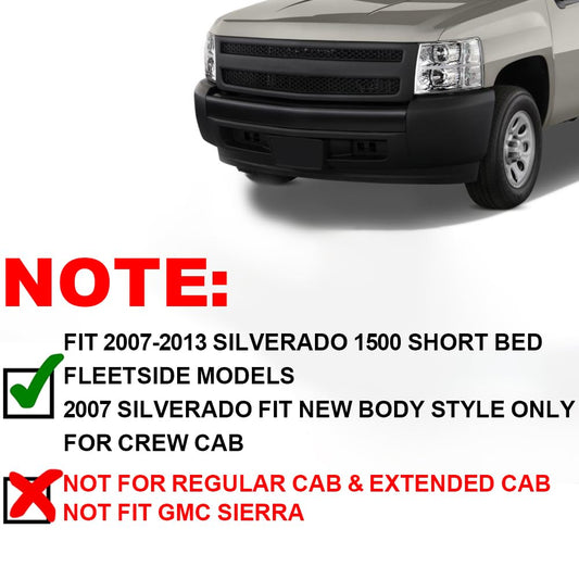 G-PLUS Fender Flares, Compatible with Chevy Silverado 1500 2007-2013 Fleetside 69.3" Short Bed Crew Cab (Only Fit 2007 Silverado New Body Style, Not Fit GMC models) Textured Protector Cover