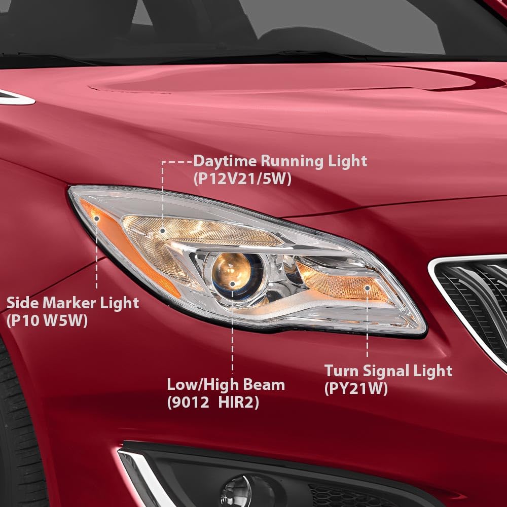 G-PLUS Halogen Headlight Right Side w/LED DRL & Turn Signal Light Compatible with Buick Regal 2014 2015 2016 2017 GM2503413, 13409903 Bumper Headlamps,faros delanteros