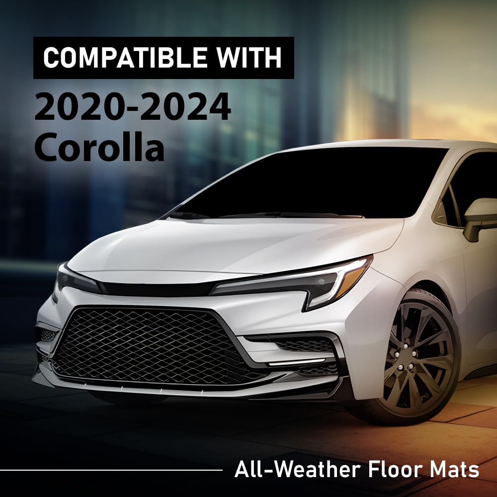 G-PLUS Floor Mats Compatible with Toyota Corolla Sedan 2020-2024 1st & 2nd Row Liner All Weather Full Cover Protection TPE Floor Cargo Liners Black